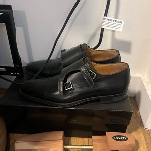 Black Magnanni Double-Buckle Monk Shoes Size 8.5 Men’s, Worn Once & with box!